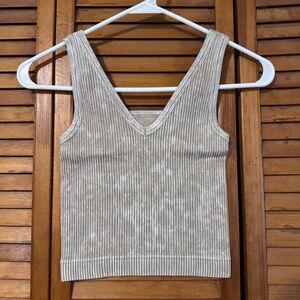 Zenana Ribbed V-Neck Tank Top - Ash Mocha